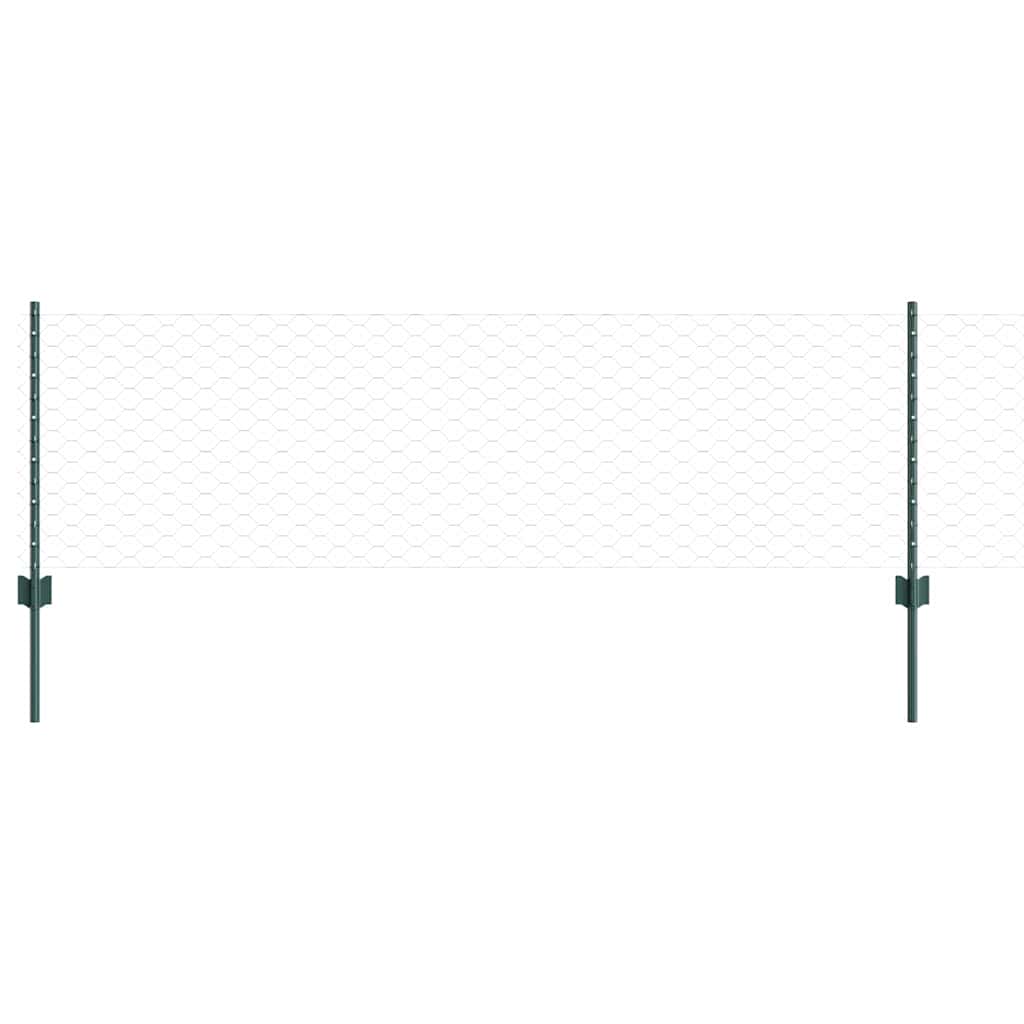 Sekskantet gjerde med post 100 x 0,6 m PVC-belagt stål Grønn