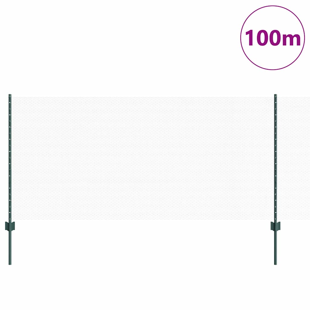 Sekskantet gjerde med post 100 x 1 m PVC-belagt stål Grønn Mesh