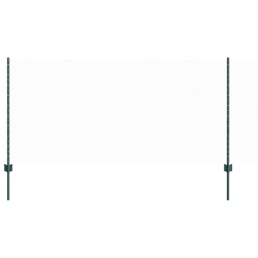 Sekskantet gjerde med post 100 x 1 m PVC-belagt stål Grønn Mesh