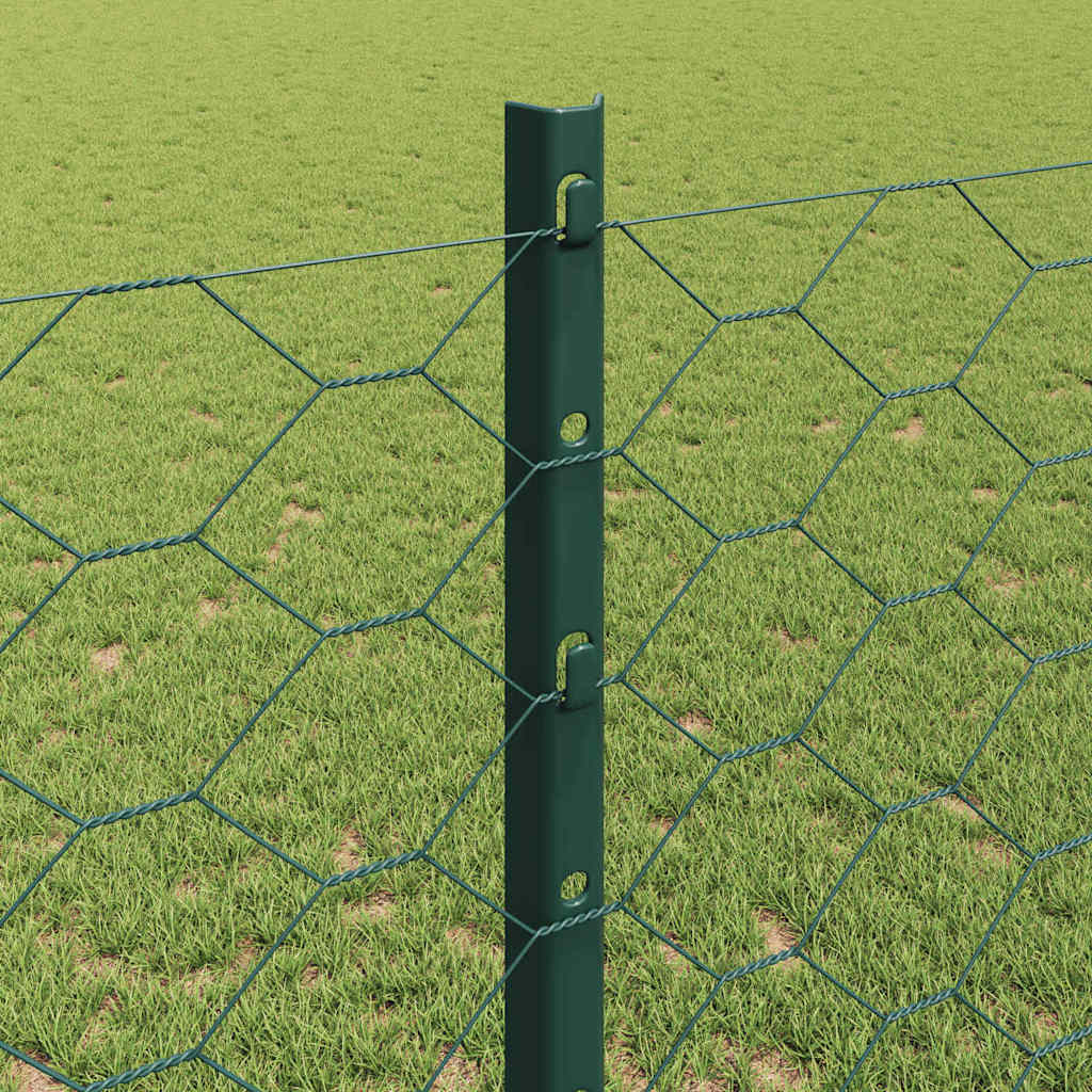 Sekskantet gjerde med post 100 x 1,2 m PVC-belagt stål Grønn