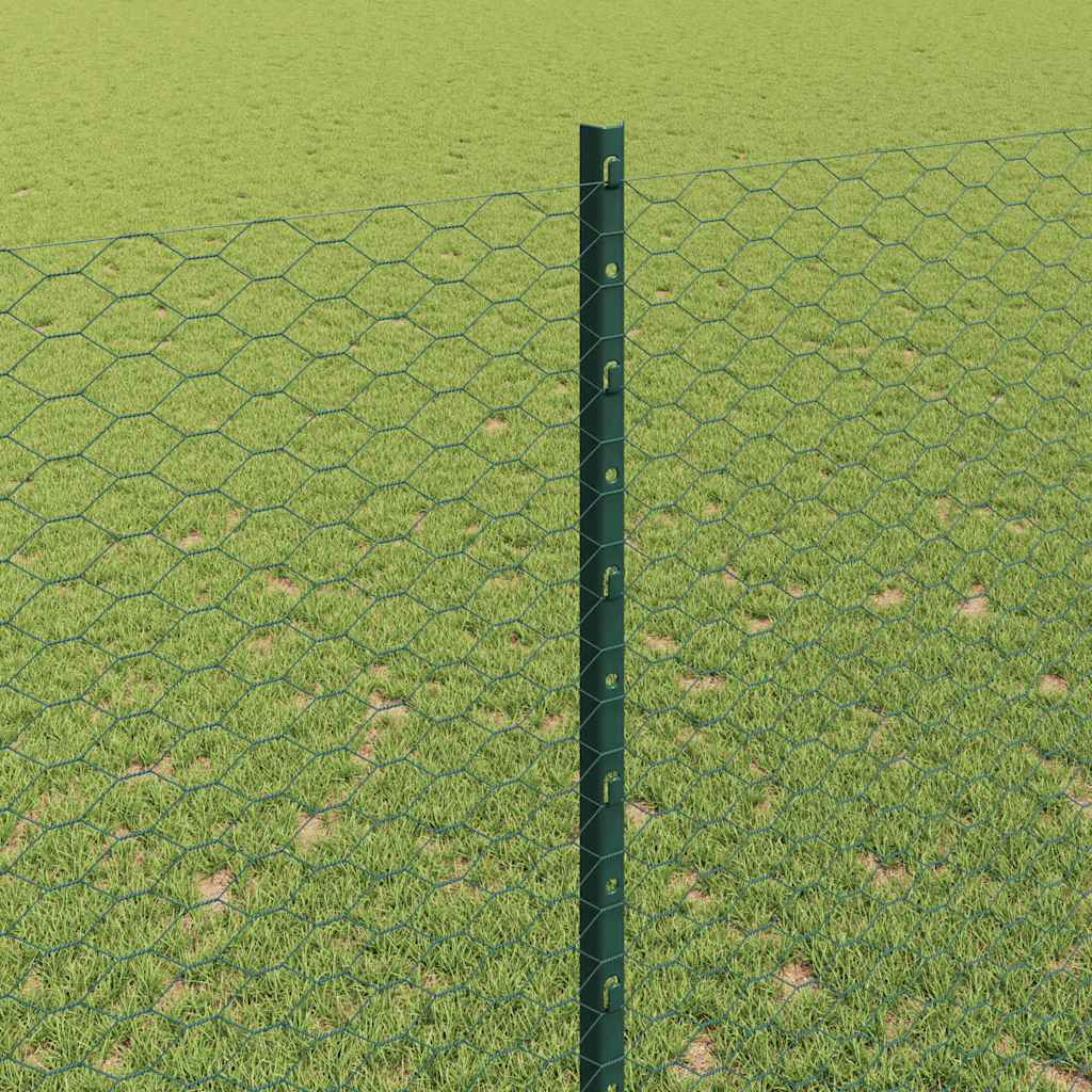 Sekskantet gjerde med post 100 x 1,6 m PVC-belagt stål Grønn