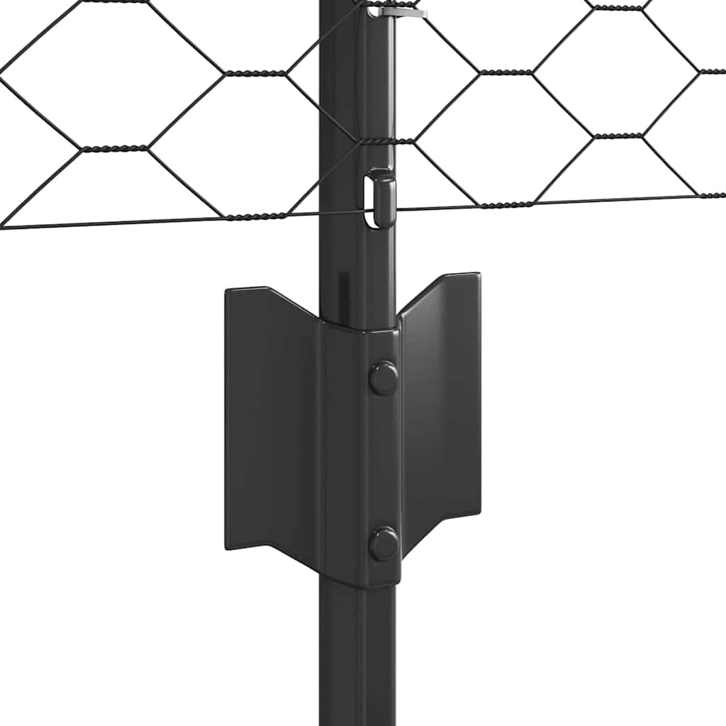 Sekskantet gjerde med post 10 x 0,4 m PVC-belagt stål Grå Mesh