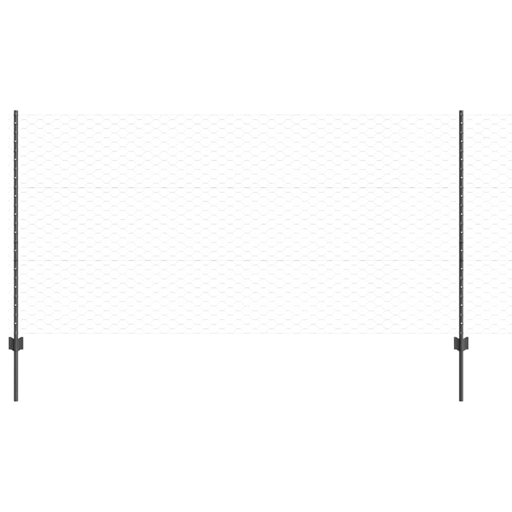 Sekskantet gjerde med post 10 x 1,2 m PVC-belagt stål Grå Mesh