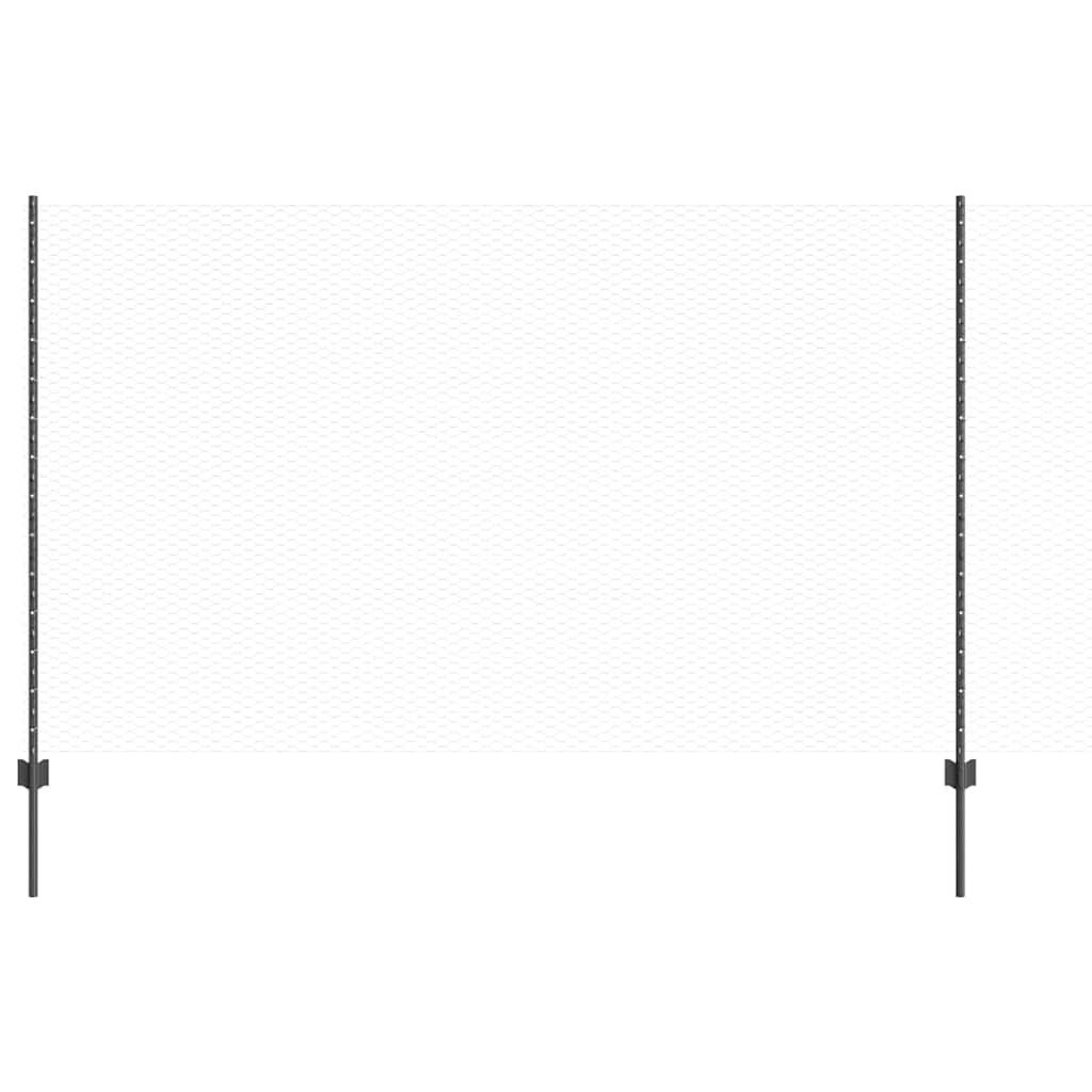 Sekskantet gjerde med post 10 x 1,4 m PVC-belagt stål Grå Mesh