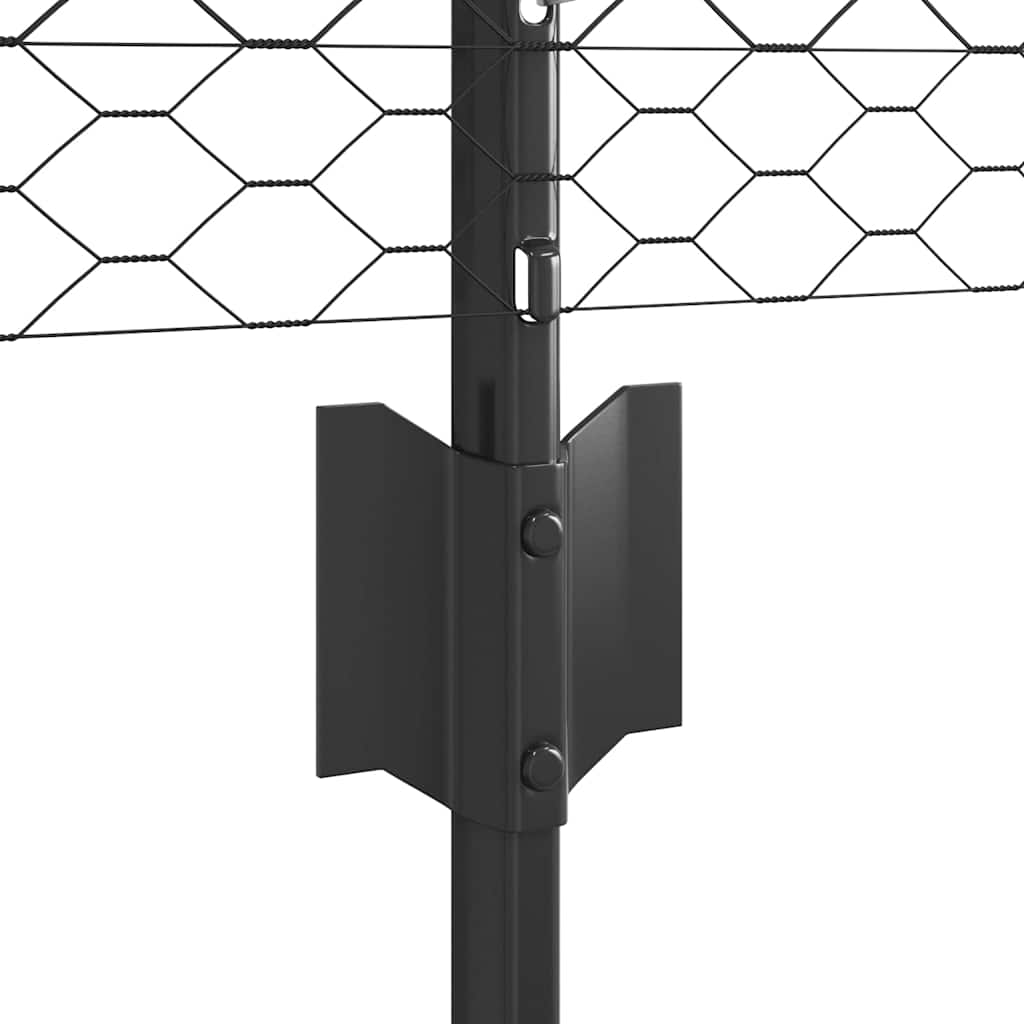 Sekskantet gjerde med post 25 x 0,5 m PVC-belagt stål Grå Mesh