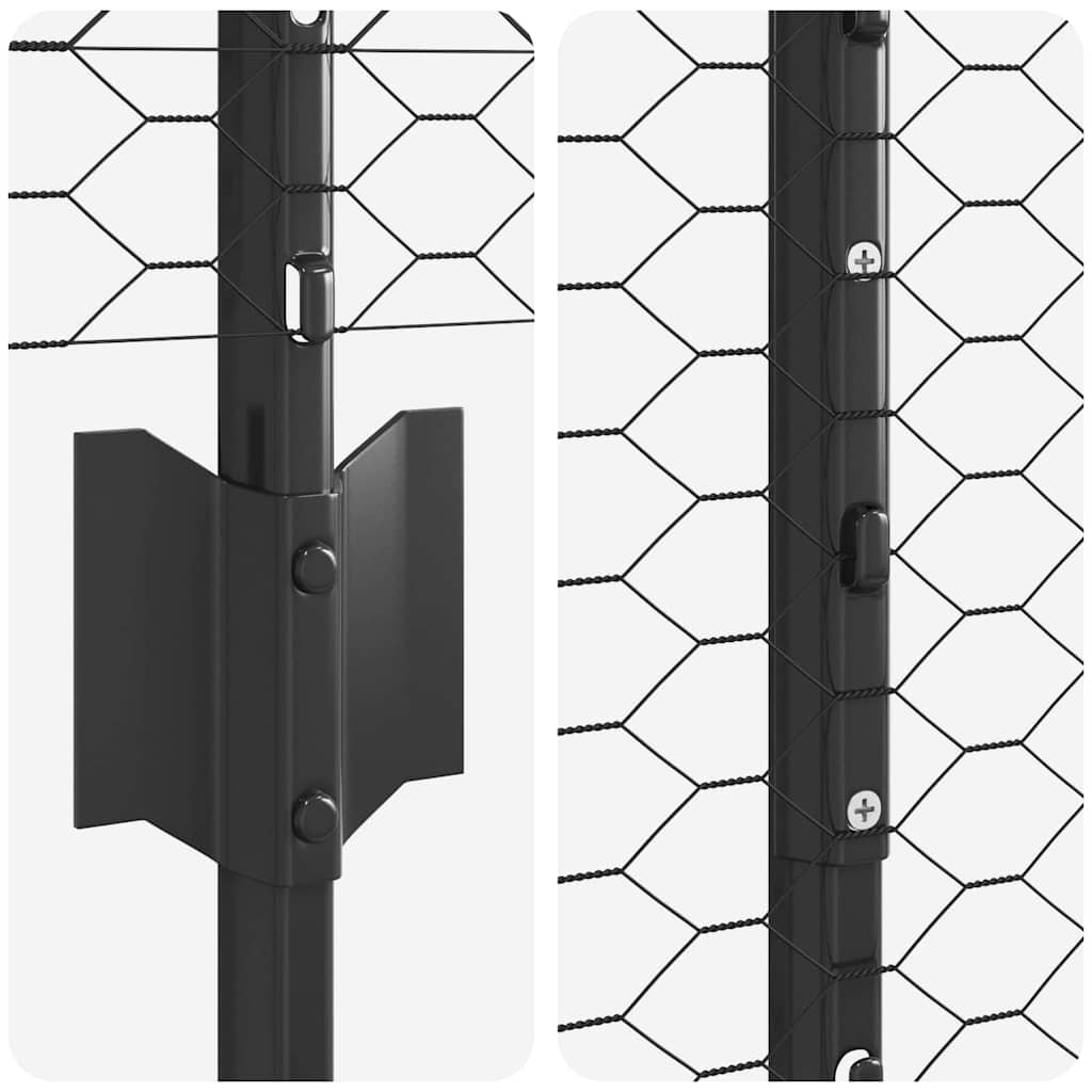 Sekskantet gjerde med post 25 x 1,4 m PVC-belagt stål Grå Mesh