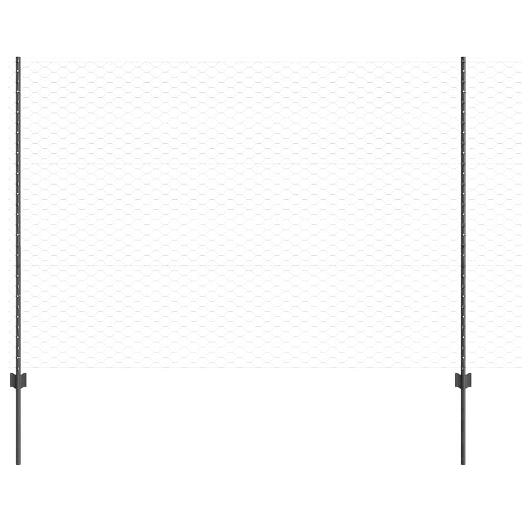Sekskantet gjerde med post 25 x 1,5 m PVC-belagt stål Grå Mesh