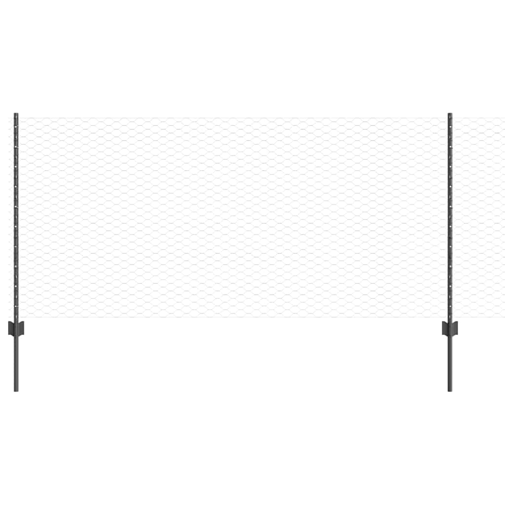Sekskantet gjerde med post 50 x 1 m PVC-belagt stål Grå Mesh