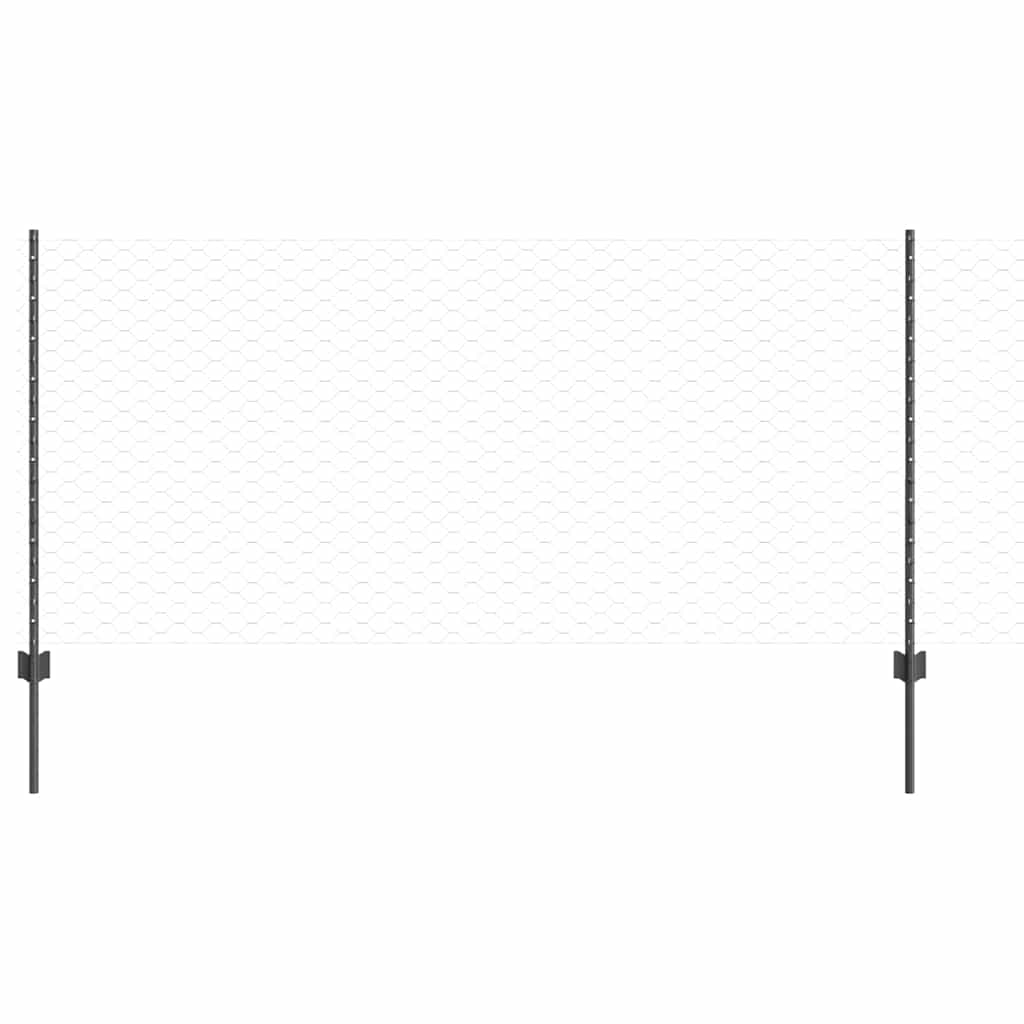 Sekskantet gjerde med post 50 x 1 m PVC-belagt stål Grå Mesh