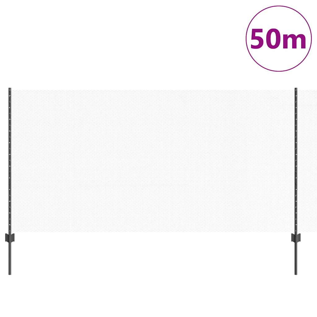Sekskantet gjerde med post 50 x 1,2 m PVC-belagt stål Grå Mesh