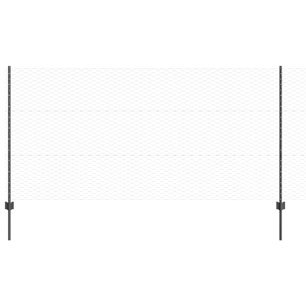 Sekskantet gjerde med post 50 x 1,2 m PVC-belagt stål Grå Mesh