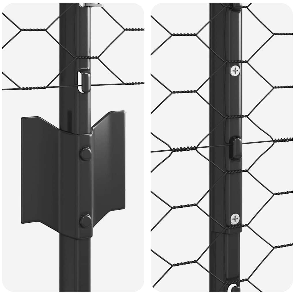 Sekskantet gjerde med post 50 x 1,2 m PVC-belagt stål Grå Mesh