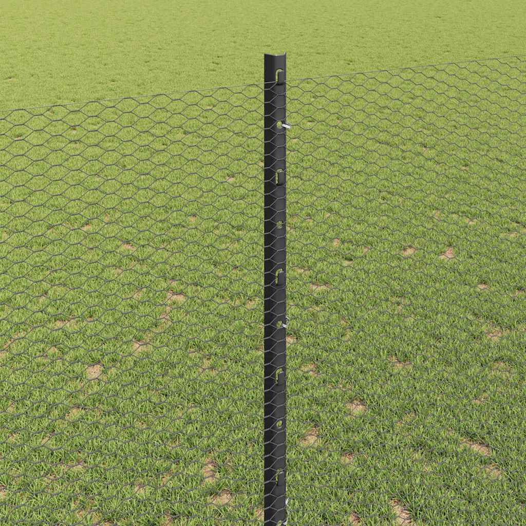 Sekskantet gjerde med post 50 x 1,4 m PVC-belagt stål Grå Mesh