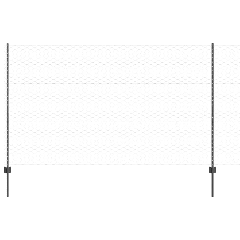 Sekskantet gjerde med post 50 x 1,4 m PVC-belagt stål Grå Mesh