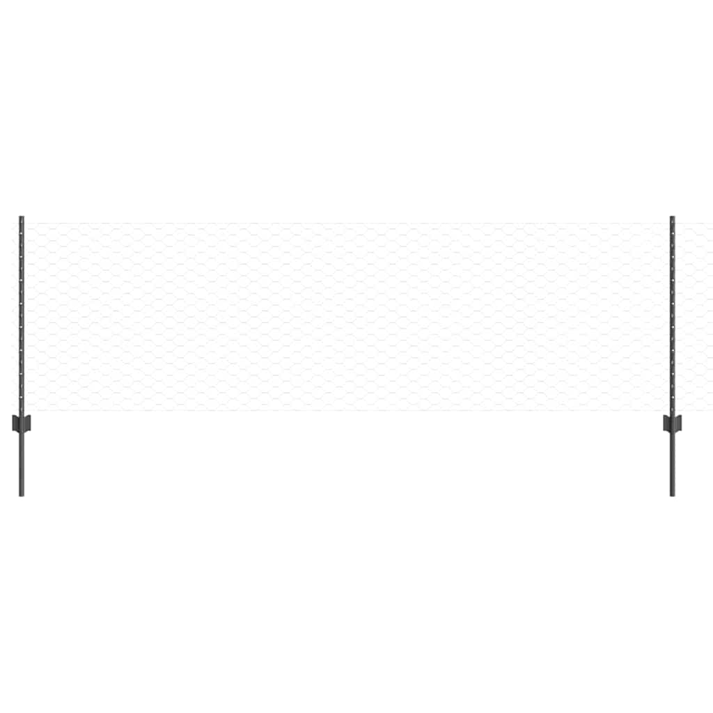 Sekskantet gjerde med post 100 x 0,8 m PVC-belagt stål Grå Mesh
