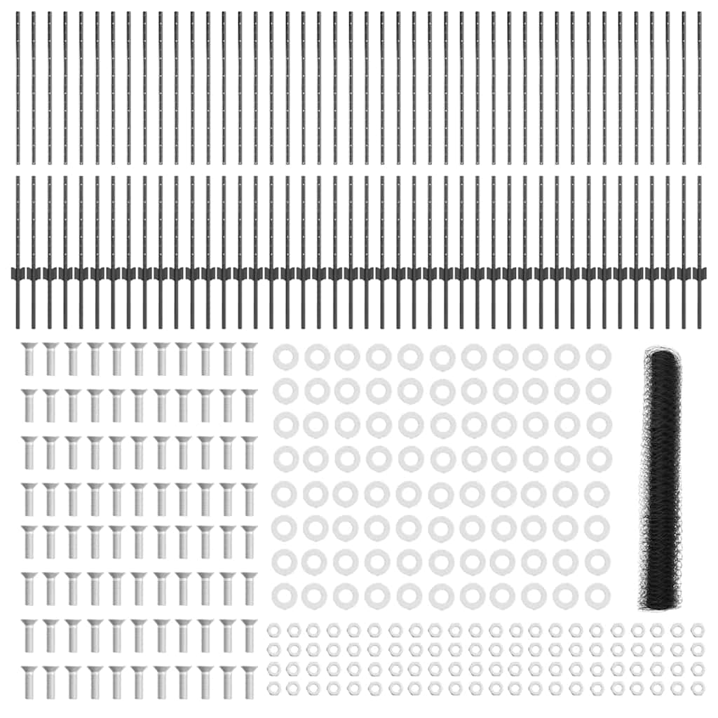 Sekskantet gjerde med post 100 x 1,2 m PVC-belagt stål Grå Mesh