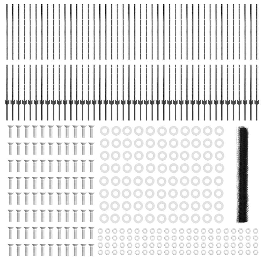 Sekskantet gjerde med post 100 x 1,4 m PVC-belagt stål Grå Mesh