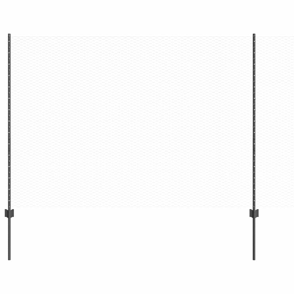 Sekskantet gjerde med post 100 x 1,6 m PVC-belagt stål Grå Mesh