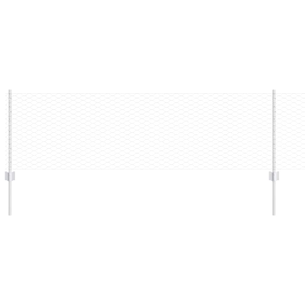 Gjerde med stolpe sølv 0,6 x 25 m Stål vidaXL
