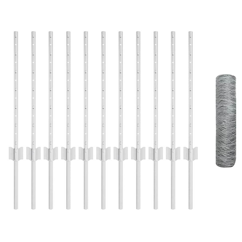 Gjerde med stolpe sølv 0,6 x 25 m Stål vidaXL