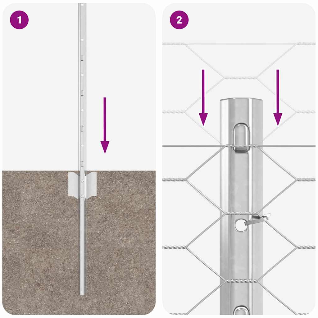 Gjerde med stolpe sølv 0,6 x 25 m Stål vidaXL