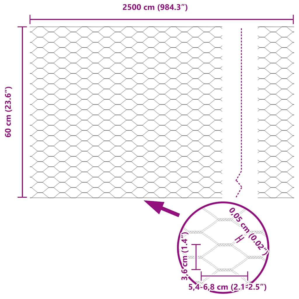 Gjerde med innlegg. sølv 0.6 x 25 m Stål