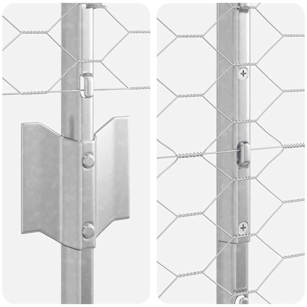 Sekskantet gjerde med post 25 x 1 m Galvanisert stål Sølv Mesh