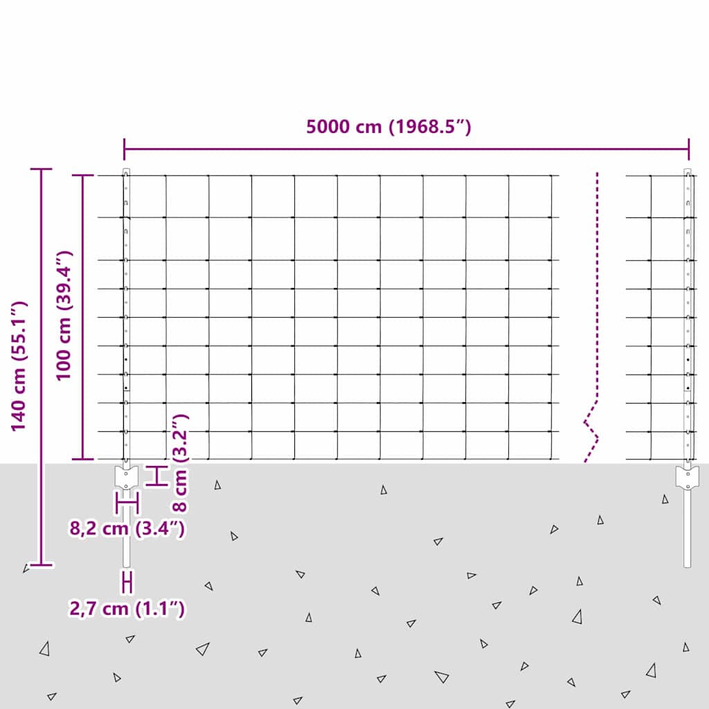Gjerde med innlegg. sølv 1 x 50 m Stål