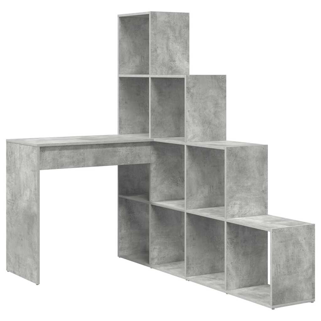 Hjørneskrivebord med hylle Betonggrå 101,5 x 149,5 x 149,5 cm