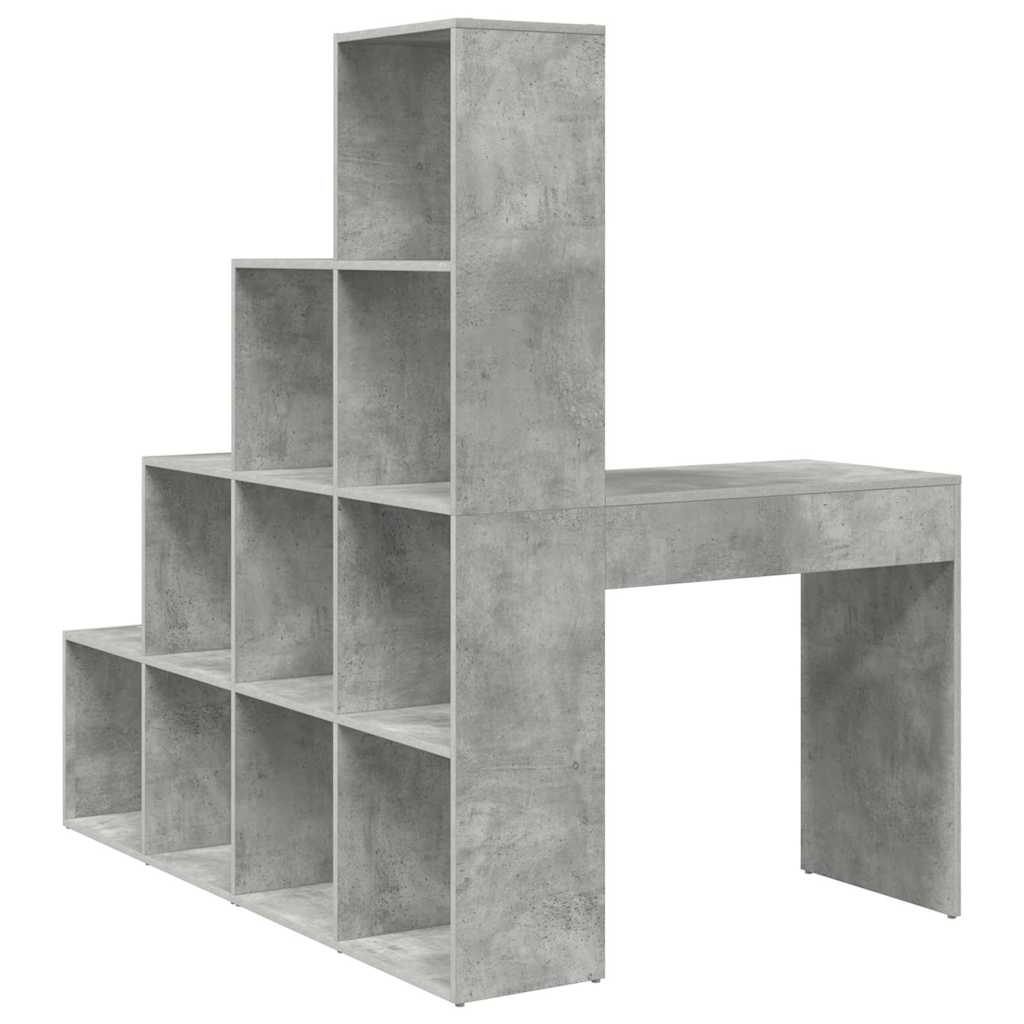 Hjørneskrivebord med hylle Betonggrå 101,5 x 149,5 x 149,5 cm