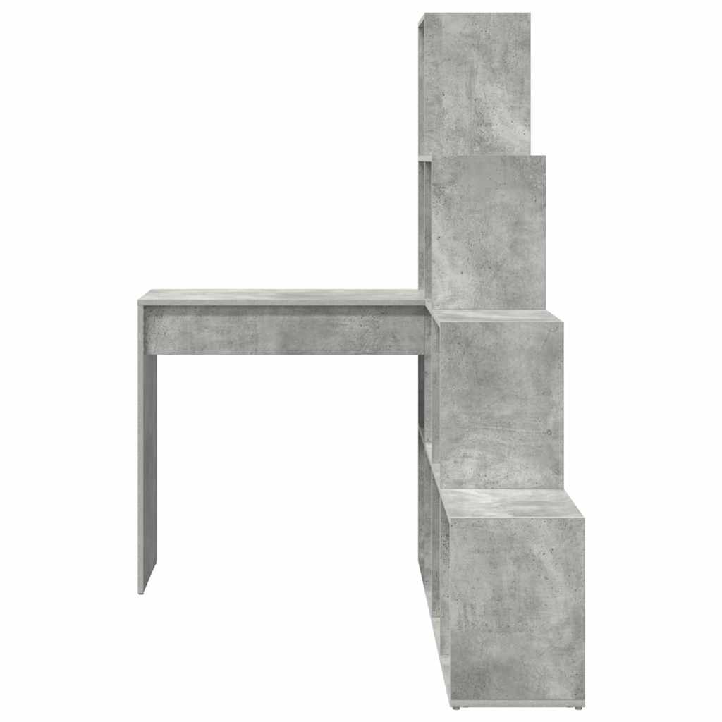 Hjørneskrivebord med hylle Betonggrå 101,5 x 149,5 x 149,5 cm