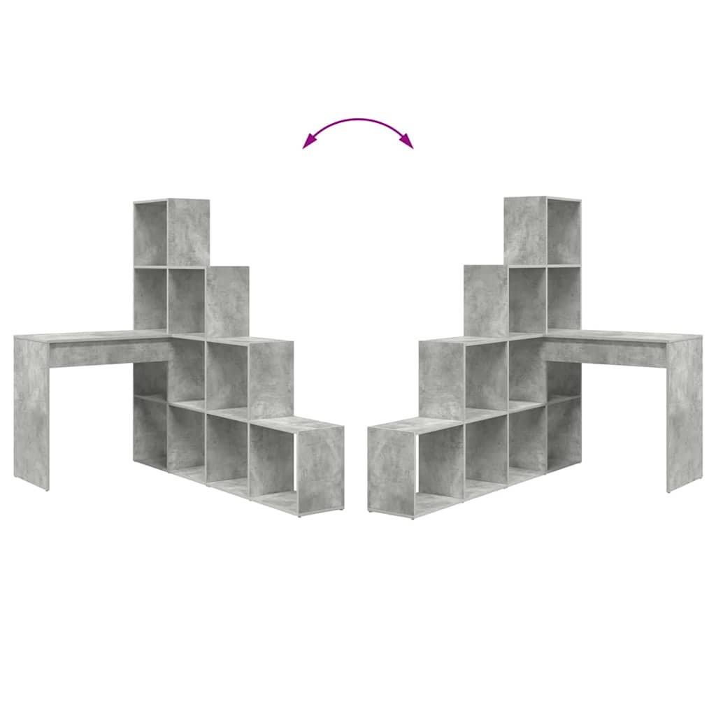 Hjørneskrivebord med hylle Betonggrå 101,5 x 149,5 x 149,5 cm