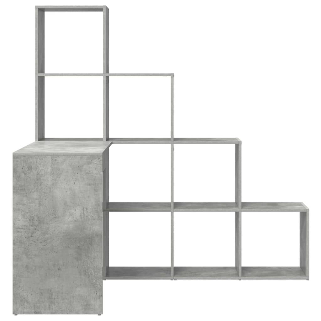 Hjørneskrivebord med hylle Betonggrå 101,5 x 149,5 x 149,5 cm