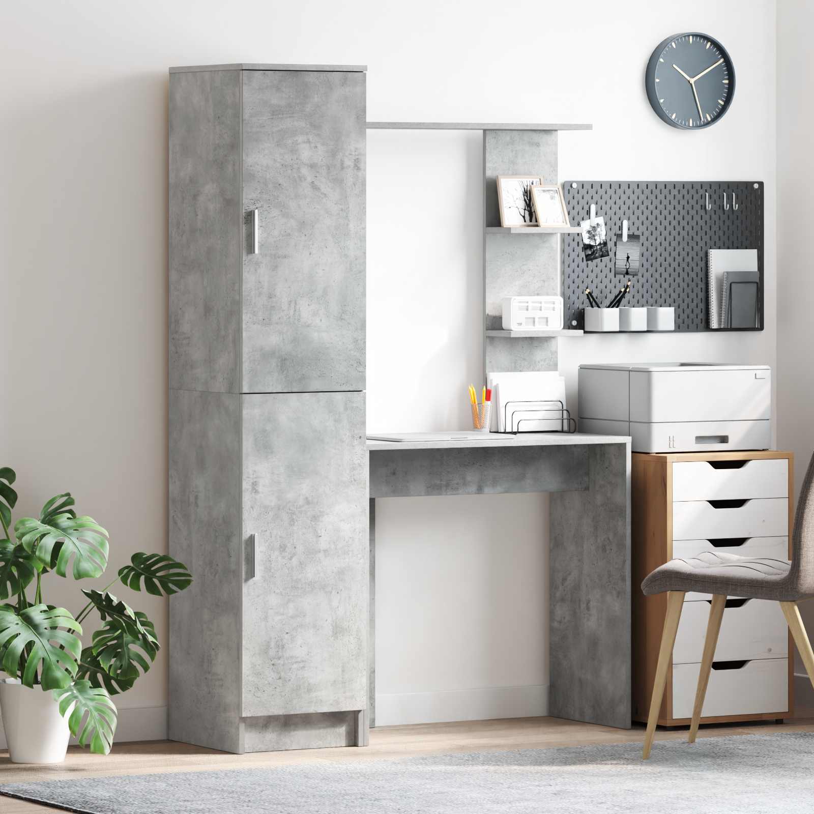 Skrivebord 2 pcs Betonggrå vidaXL