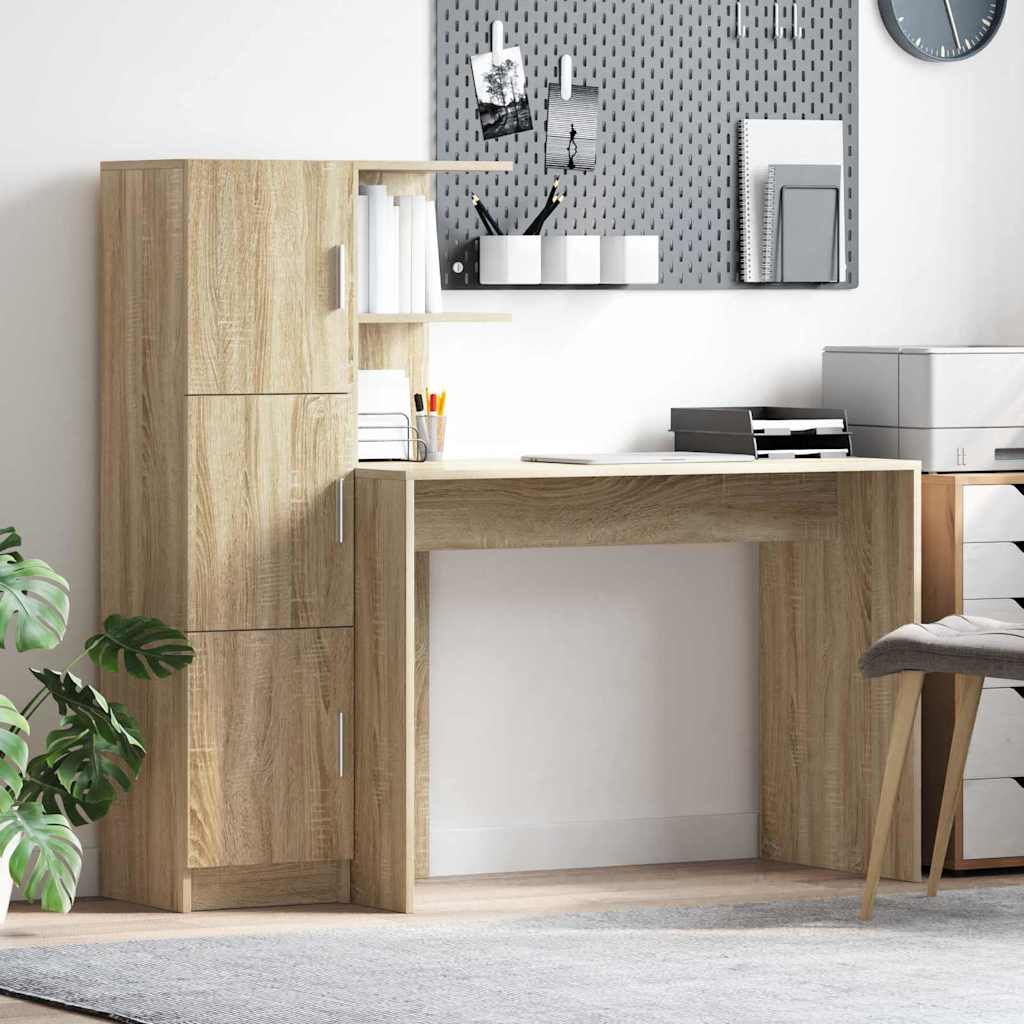 Skrivebord 2 pcs Sonoma eik vidaXL