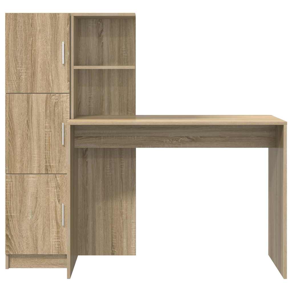 Skrivebord 2 pcs Sonoma eik vidaXL