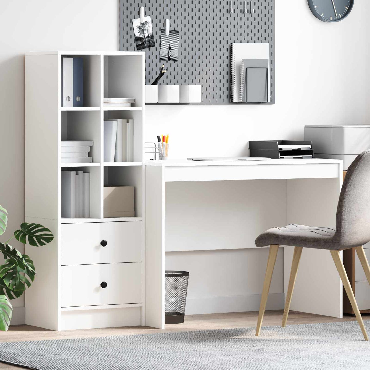 Skrivebord med skuff 2 pcs Hvit