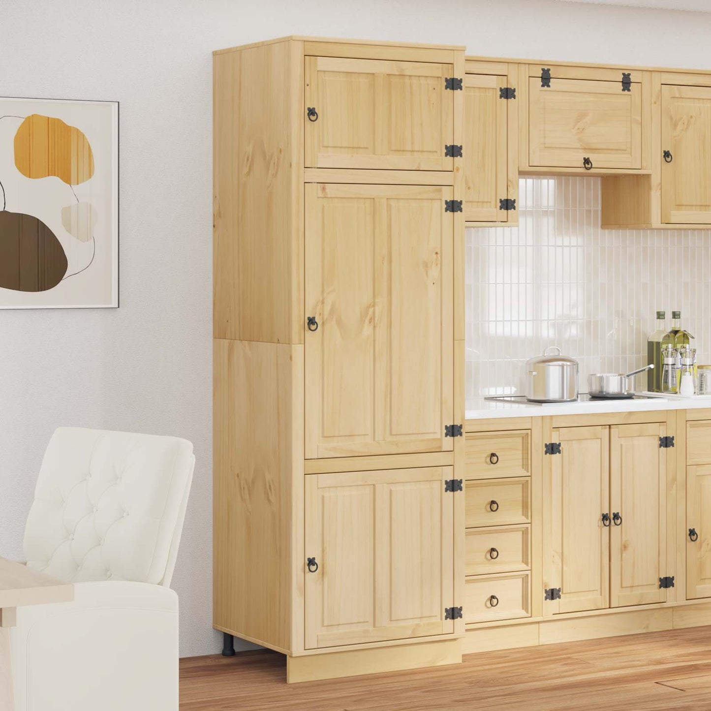 Kabinett SKI HonningBrun 66 x 58 x 207 cm Massiv furu