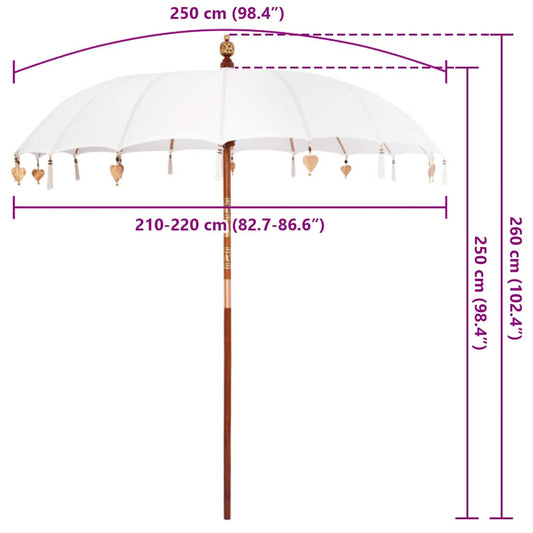 Balinesisk Parasol Krem 220 x 220 x 260 cm