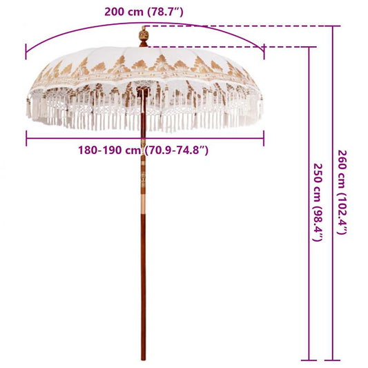 Balinesisk Parasol Krem 190 x 190 x 260 cm