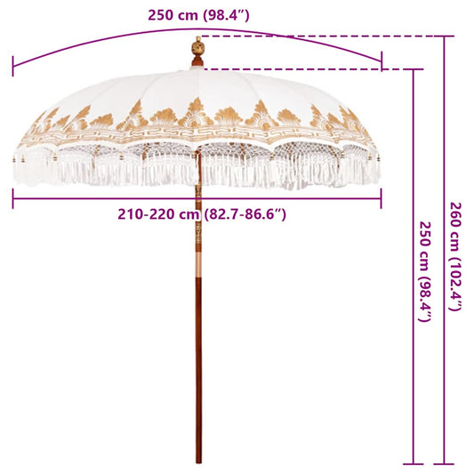 Balinesisk Parasol Krem 215 x 215 x 260 cm