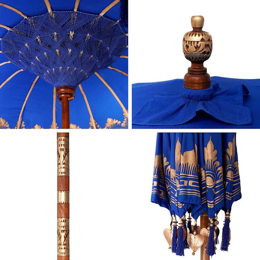 Balinesisk Parasol Blå 215 x 215 x 260 cm