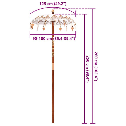 Balinesisk Parasol Krem 125 x 125 x 260 cm