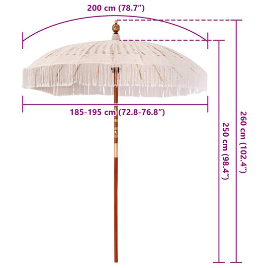 Makrame Parasol Krem 190 x 190 x 260 cm