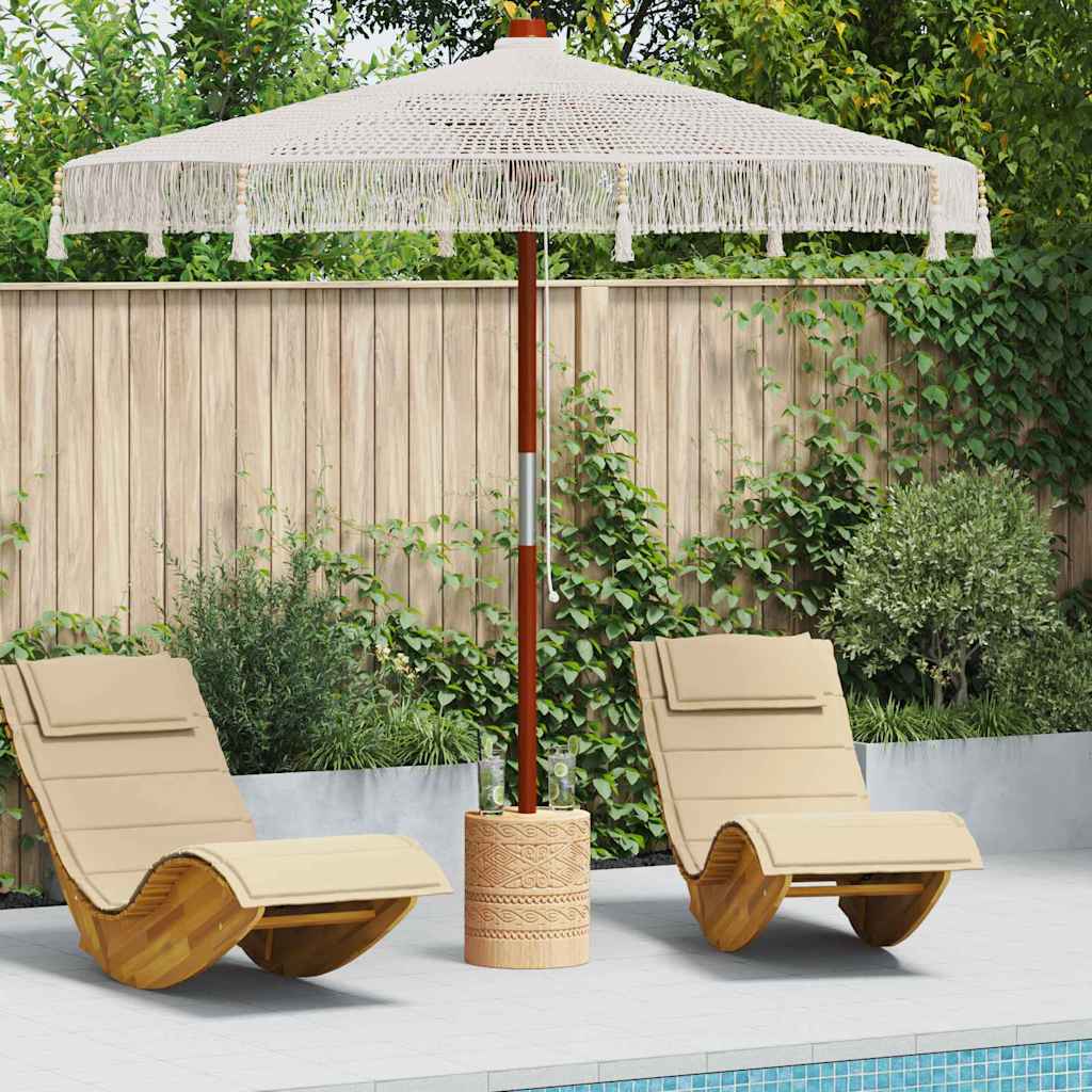 Makrame Parasol Krem 252.5 x 252.5 x 260 cm Bomull og teaktre