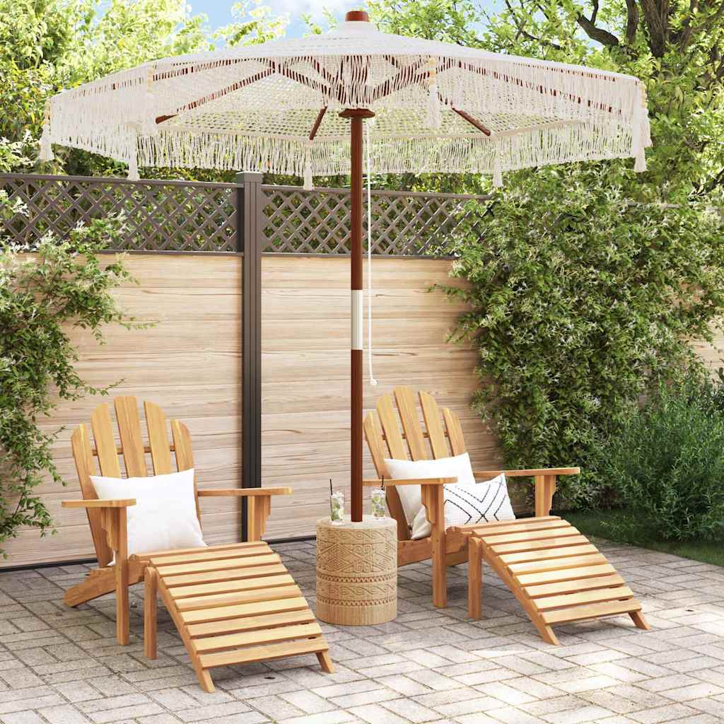 Makrame Parasol Krem 252.5 x 252.5 x 260 cm Bomull og teaktre