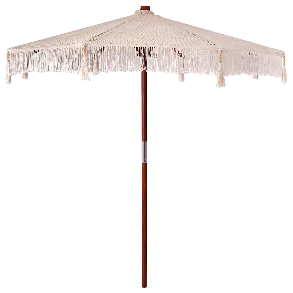 Makrame Parasol Krem 252.5 x 252.5 x 260 cm Bomull og teaktre