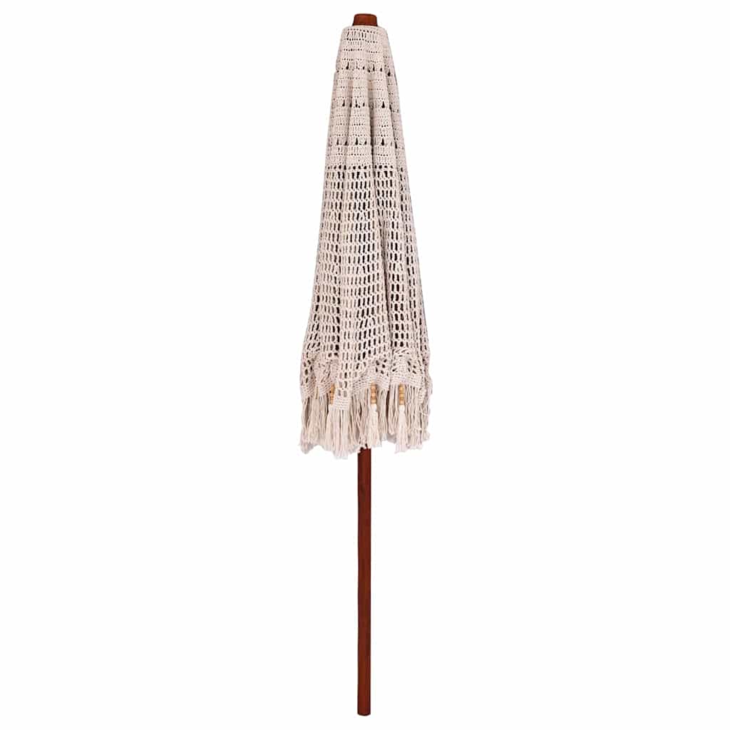 Makrame Parasol Krem 252.5 x 252.5 x 260 cm Bomull og teaktre