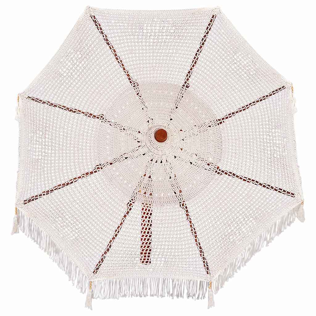 Makrame Parasol Krem 252.5 x 252.5 x 260 cm Bomull og teaktre