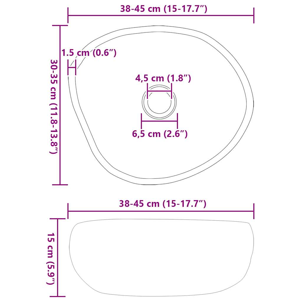 Basseng Lysegrå (38-45) x (30-35) x 15 cm Elvestein